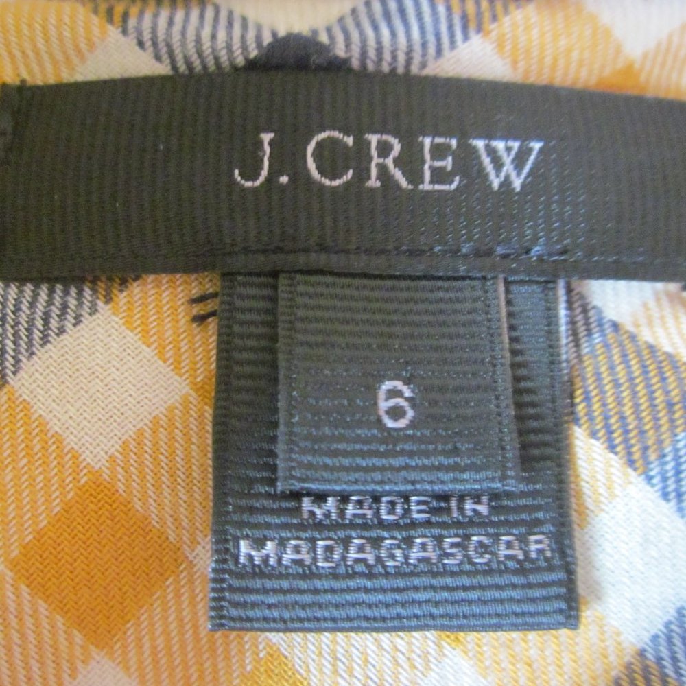 J. Crew Top 6 Boyfriend Shirt Topaz Plaid Button Down Mustard G9912 - Picture 3 of 10